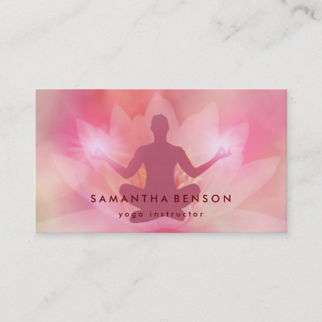 Elegant Lotus Flower Logo Yoga Business Card (Front)