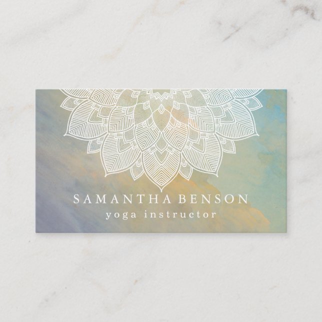 Elegant Lotus Flower Logo Yoga Business Card (Front)