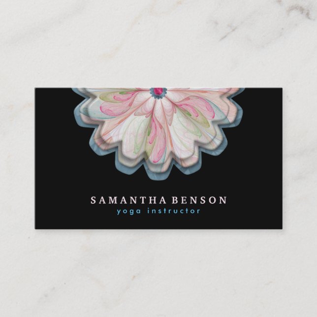 Elegant Lotus Flower Logo Yoga Business Card (Front)