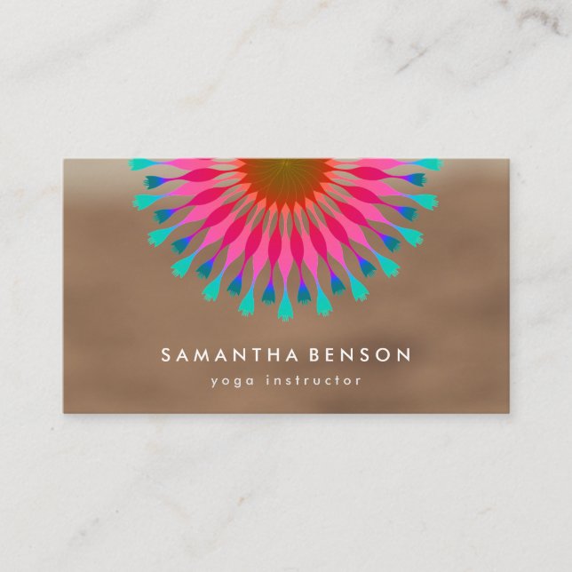 Elegant  Lotus Flower Logo Yoga Business Card (Front)