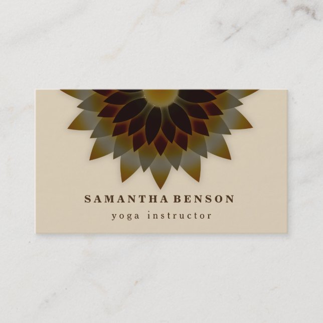 Elegant Lotus Flower Logo Yoga Business Card (Front)