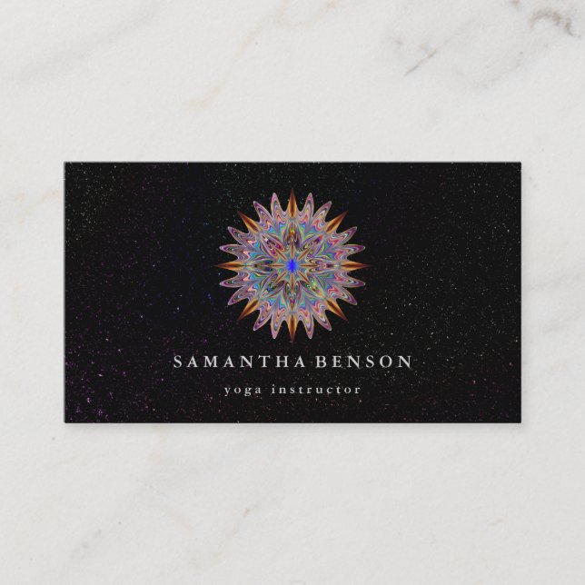 Elegant Lotus Flower Logo Yoga Business Card (Front)
