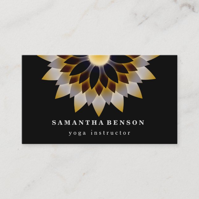 Elegant Lotus Flower Logo Yoga Business Card (Front)