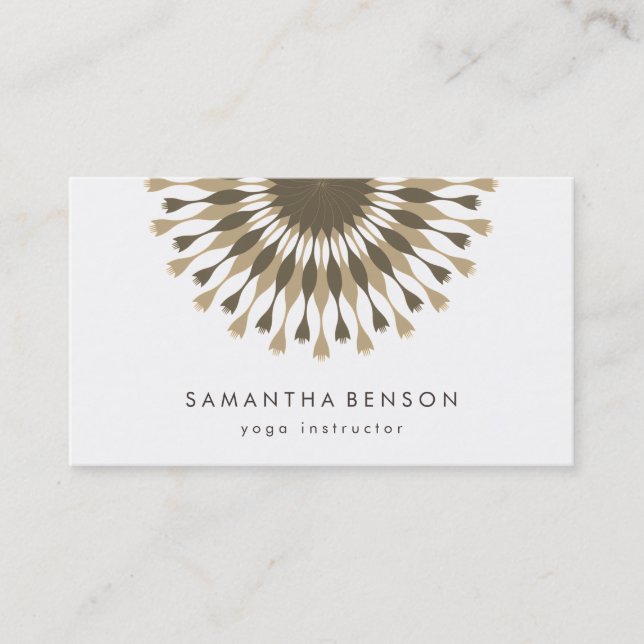 Elegant  Lotus Flower Logo Yoga Business Card (Front)