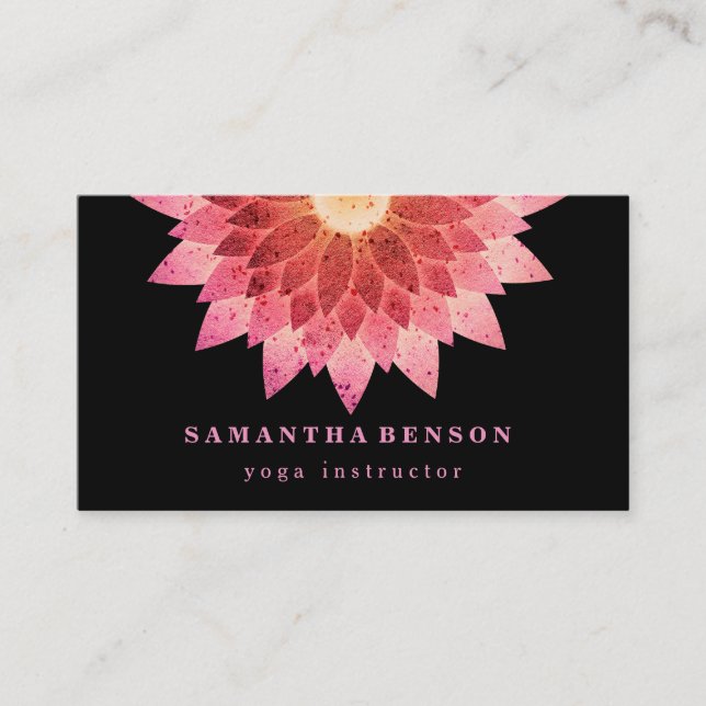 Elegant Lotus Flower Logo Yoga Business Card (Front)