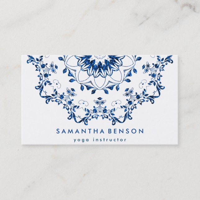 Elegant Lotus Flower Logo Yoga Business Card (Front)