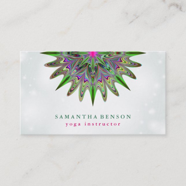 Elegant Lotus Flower Logo Yoga Business Card (Front)
