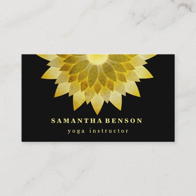 Elegant Lotus Flower Logo Yoga Business Card (Front)