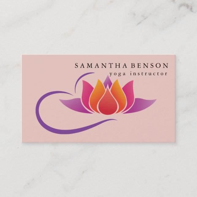 Elegant Lotus Flower Logo Yoga Business Card (Front)
