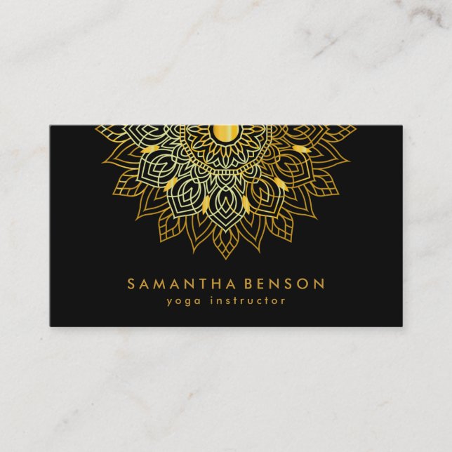 Elegant Lotus Flower Logo Yoga Business Card (Front)