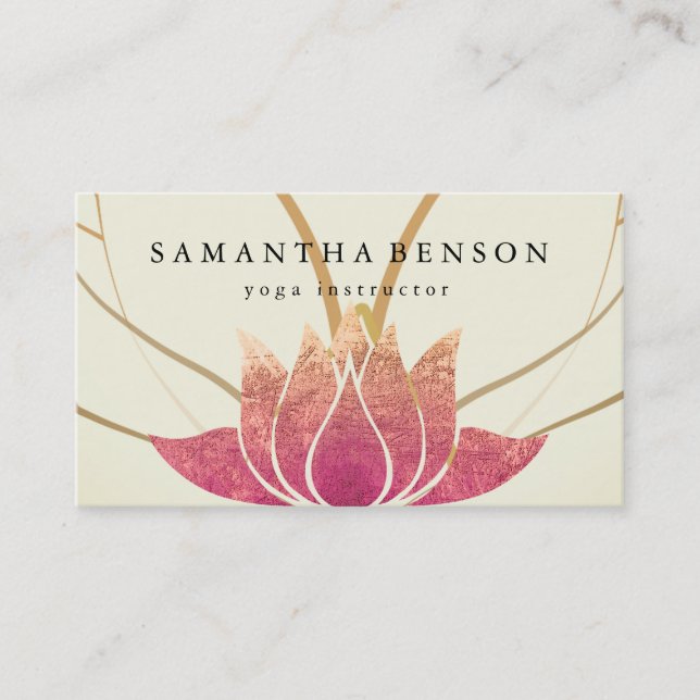 Elegant Lotus Flower Logo Yoga Business Card (Front)