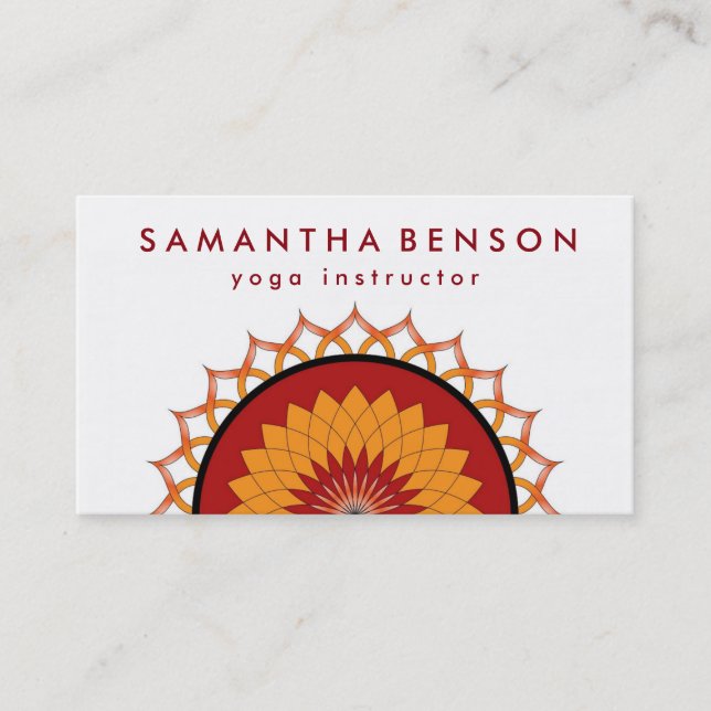 Elegant Lotus Flower Logo Yoga Business Card (Front)