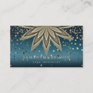 Elegant Lotus Flower Logo Yoga Confetti Business Card