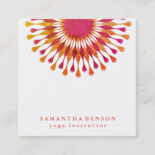 Elegant Lotus Flower Logo Yoga Instructor Square Business Card