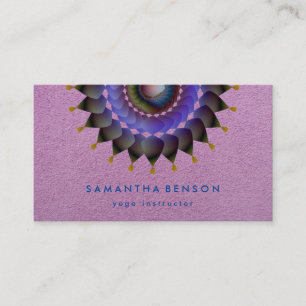 Elegant Lotus Flower Logo Yoga Purple  Background Business Card