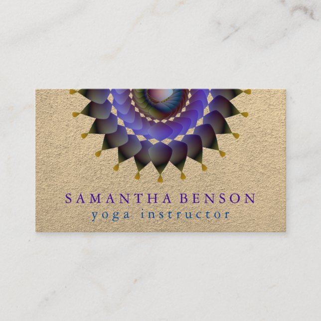 Elegant Lotus Flower Logo Yoga Purple  Background Business Card (Front)