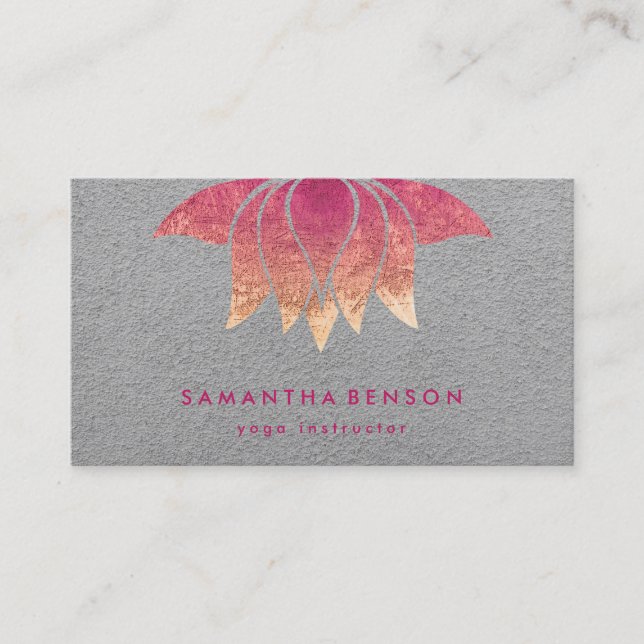 Elegant Lotus Flower Logo Yoga Purple  Background Business Card (Front)