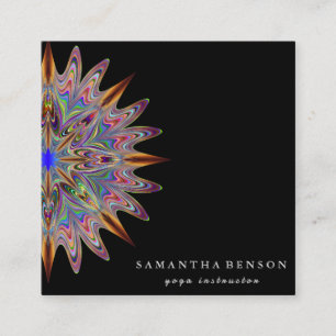 Elegant Lotus Flower Logo Yoga Square Business Car Square Business Card