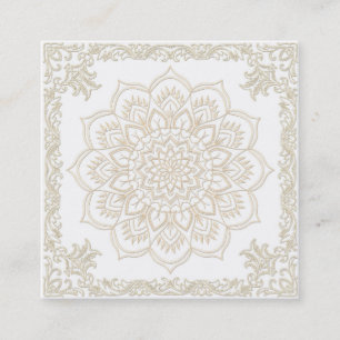 Elegant Lotus Flower Logo Yoga Square Business Card