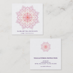Elegant Lotus Flower Logo Yoga Square Business Card