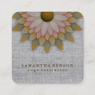 Elegant Lotus Flower Logo Yoga Square Business Card