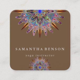 Elegant Lotus Flower Logo Yoga Square Business Card