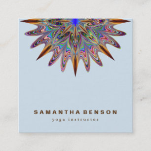 Elegant Lotus Flower Logo Yoga Square Business Card