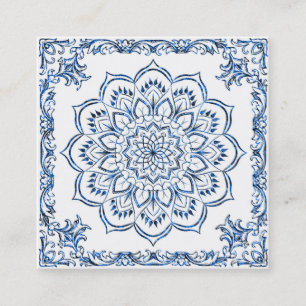 Elegant Lotus Flower Logo Yoga Square Business Card