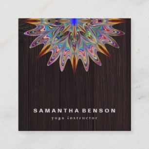 Elegant Lotus Flower Logo Yoga Square Business Card