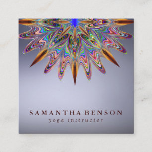 Elegant Lotus Flower Logo Yoga Square Business Card