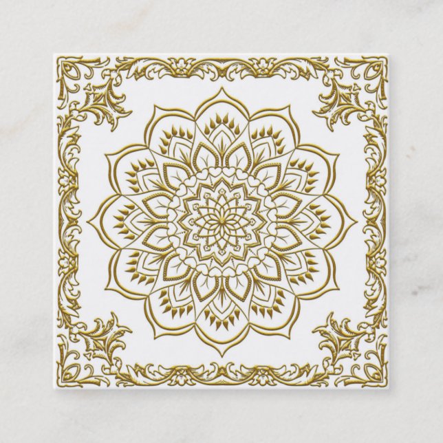 Elegant Lotus Flower Logo Yoga Square Business Card (Front)