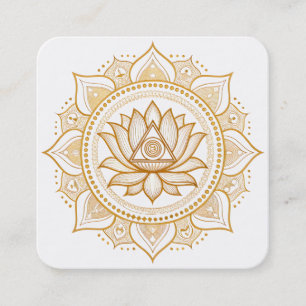 Elegant Lotus Flower Logo Yoga Square Business Card