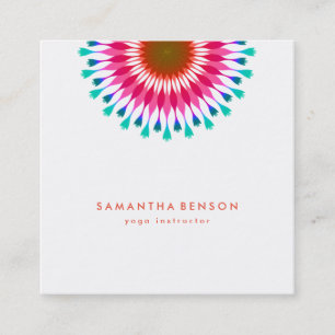Elegant Lotus Flower Logo Yoga Square Business Card