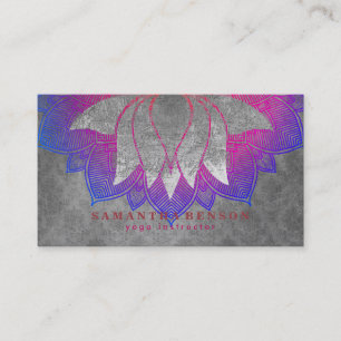Elegant Lotus Flower Mandala Logo Yoga Instructor  Business Card
