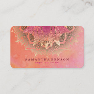 Elegant Lotus Flower Mandala Logo Yoga Instructor Business Card