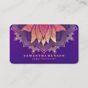 Elegant Lotus Flower Mandala Logo Yoga Instructor  Business Card