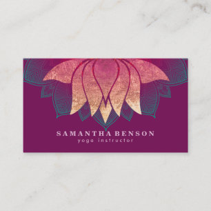 Elegant Lotus Flower Mandala Logo Yoga Instructor Business Card