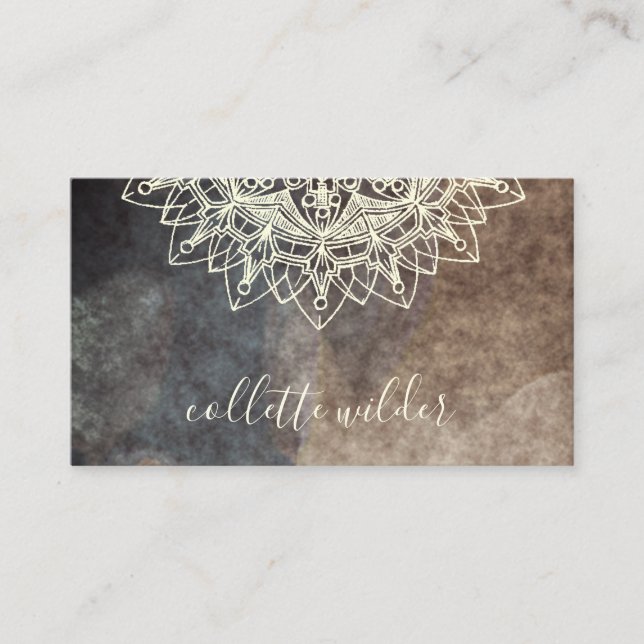 Elegant Lotus Flower Mandala Yoga Instructor Business Card (Front)