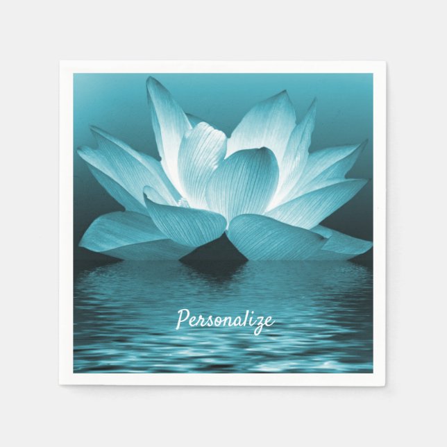 Elegant Lotus Flower Ocean Zen Yoga Personalised  Napkin (Front)