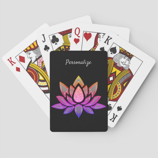 Elegant Lotus Flower Pastel Black Zen Yoga Playing Cards (Back)