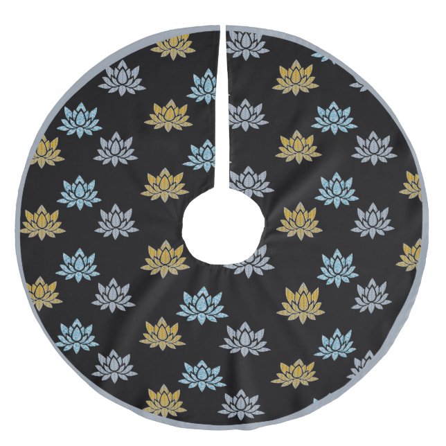Elegant Lotus Flower Pattern Zen Yoga Meditation Brushed Polyester Tree Skirt (Front)