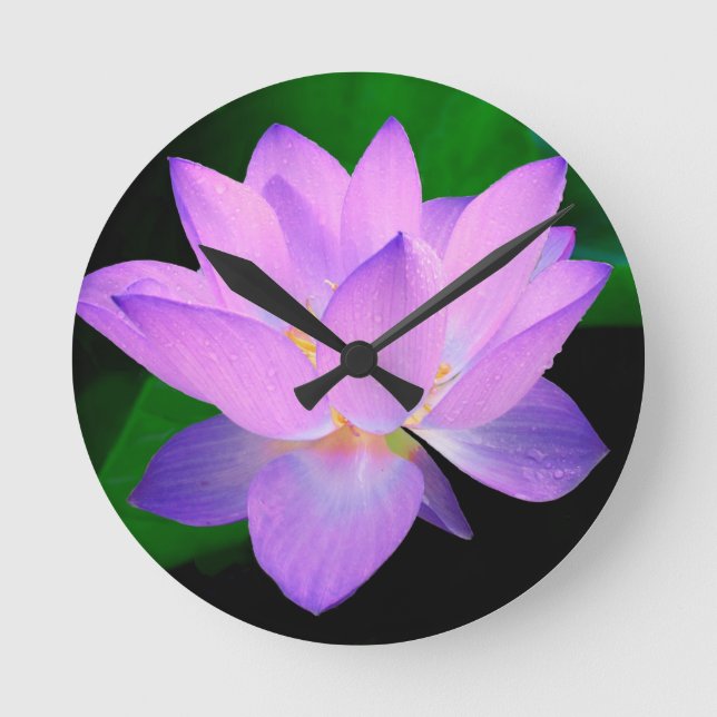 Elegant Lotus Flower Round Clock (Front)