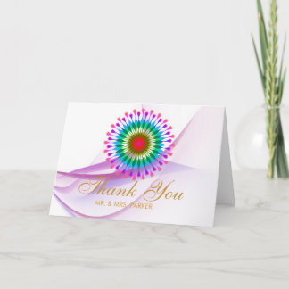 Elegant Lotus Flower Thank You Mandala Gold Pink Card