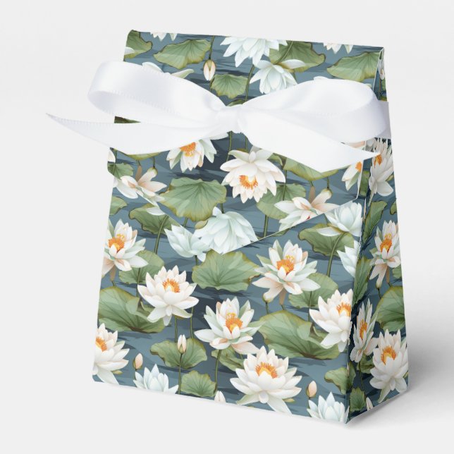 Elegant Lotus flower tiled pattern Large  Favour Box (Front Side)