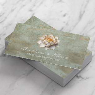 Elegant Lotus Flower Vintage Green Salon & SPA Business Card