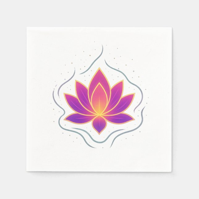 Elegant Lotus Flower Wedding Paper Napkins (Front)
