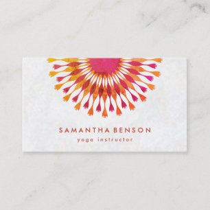 Elegant  Lotus Flower White Marble Yoga Instructor Business Card
