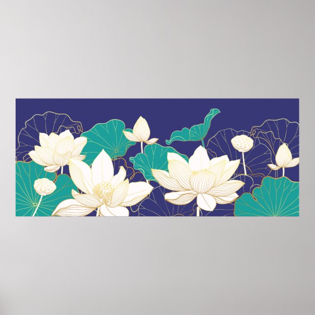 Elegant lotus flowers poster (Front)