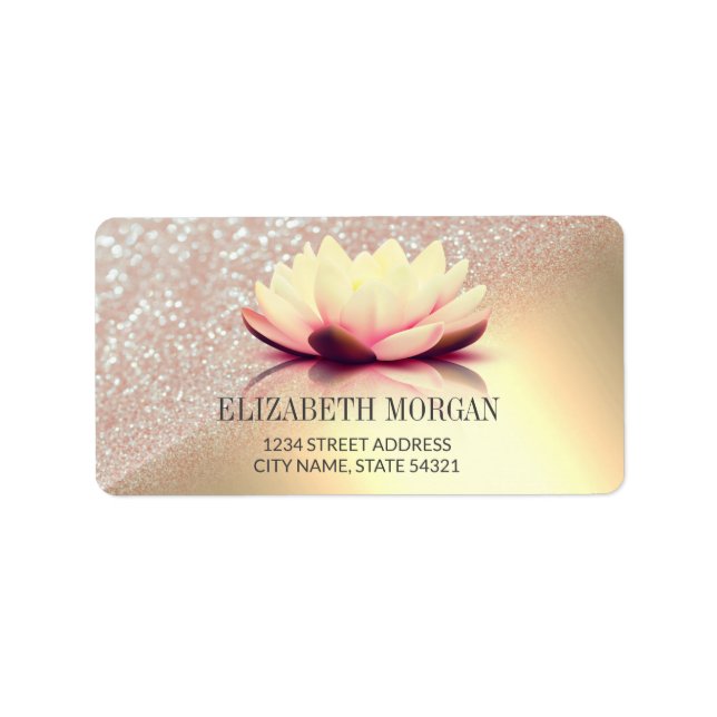 Elegant Lotus Gold Bokeh Label (Front)