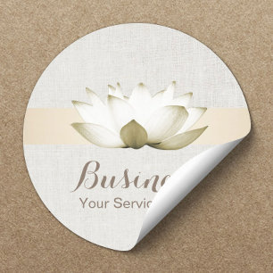 Elegant Lotus Gold Striped Salon SPA Business Classic Round Sticker